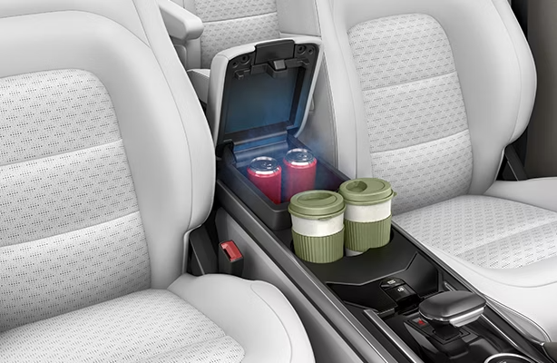 Cooled front armrest storage